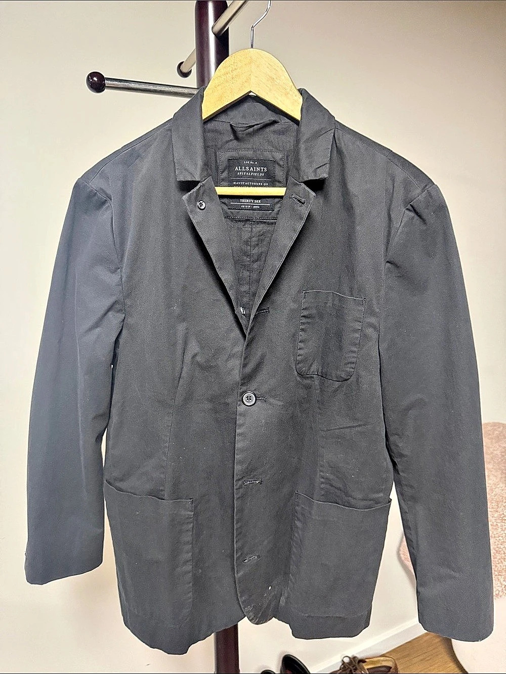 AllSaints Larson Blazer Cotton Blazer Gray Size 36